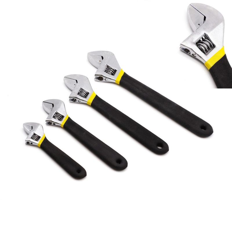 Chrome Plated, Adjustable Wrench, 6 Inch, Made of Carbon Steel, Chrome Plated, with Scale,
