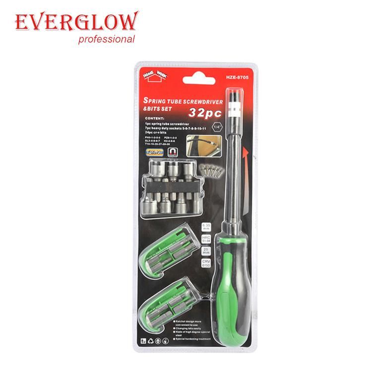 34PC T-Handle Stubby Ratchet Screwdriver Set