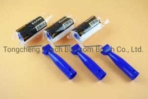 White Foam Roller Blue Plastic Handle Paint Roller Brush
