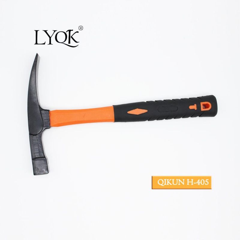 H-405 Construction Hardware Hand Tools Fiberglass Rubber Handle German Type Bricklayer Mason Hammer