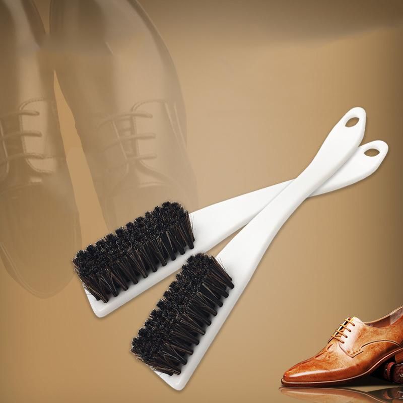 Long Plastic Handle Horsehair Cleaning Smooth Leather Shoes Brush