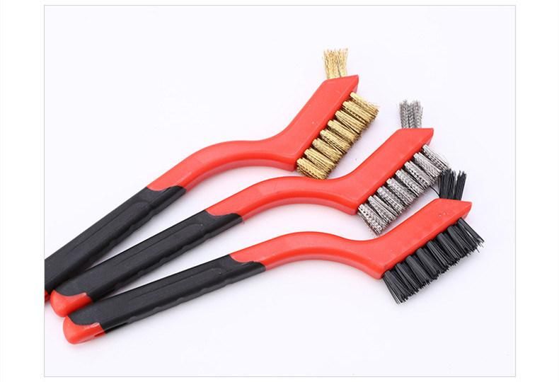 3PCS Plastic Handle Double Head Stainless Steel Wire and Copper Wire Brush Set