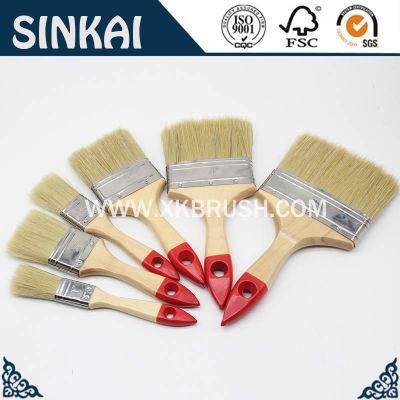 Decorative Moisture-Resistance Wooden Handle Natural Bristle Flat Paint Brushes