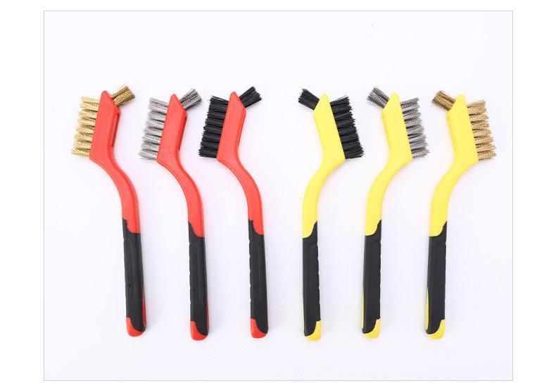 3PCS Plastic Handle Double Head Stainless Steel Wire and Copper Wire Brush Set