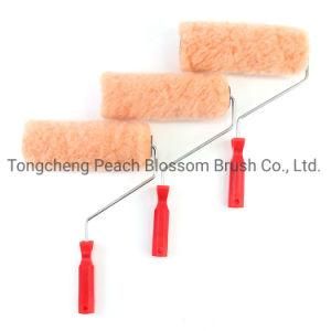 Orange Polyester Fiber Roller Red Plastic Handle Paint Roller Brush