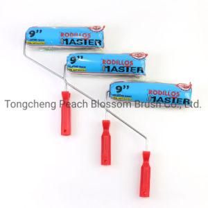 White Polyester Fiber Roller Plastic Handle Paint Roller Brush