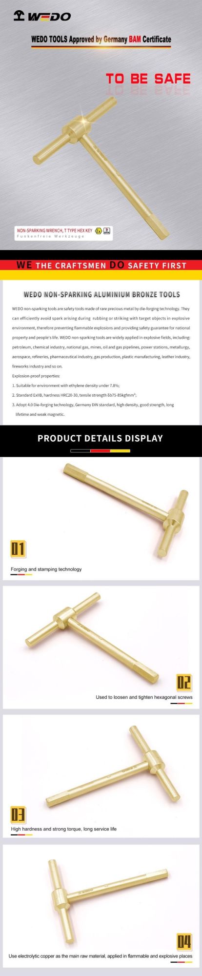 Wedo Aluminium Bronze Alloy T Type Hex Key Wrench