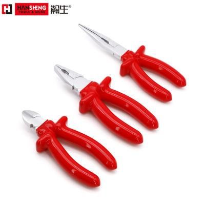 Professional 1000V Pliers, VDE, Hand Tools, Hardware Tools, Made of Carbon Steel or Cr-V, Dipped Handle, Pearl-Nickel Plated, Combination Pliers