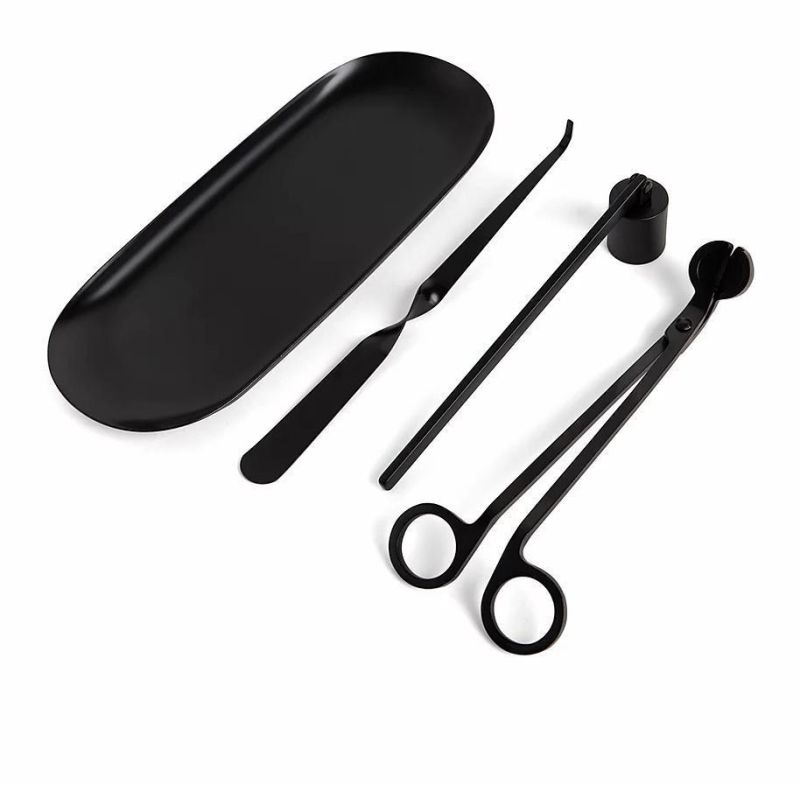 Candle Wick Trimmer Cutter Set Color Luxury Stainless Matte Black Wick Trimmer and Snuffer