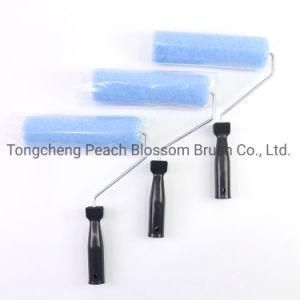 Blue Polyester Fiber Roller Black Plastic Handle Paint Roller Brush