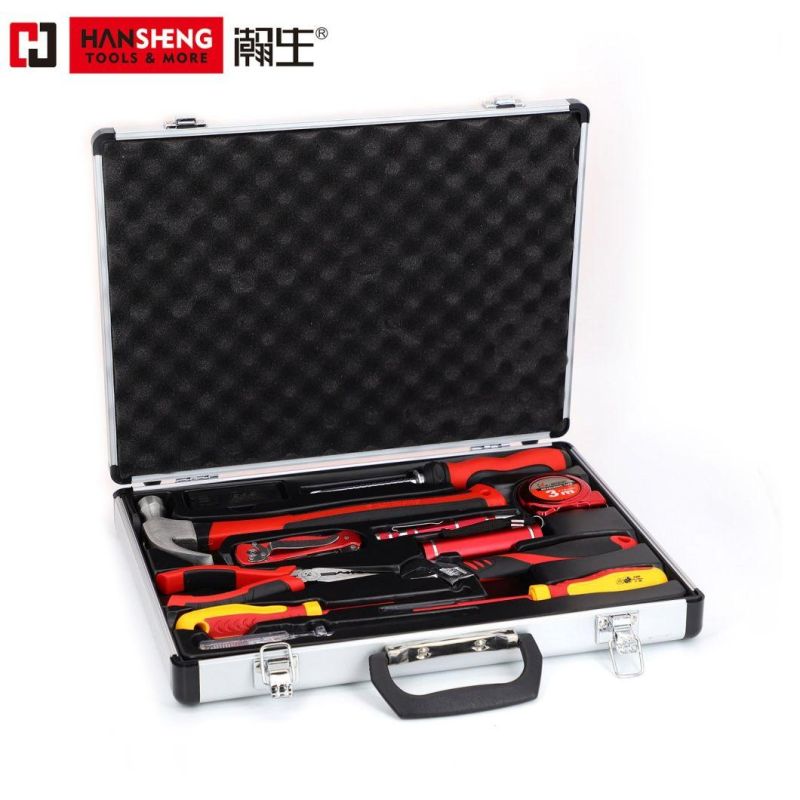 Household Set Tools, Plastic Toolbox, Combination, Set, Gift Tools, Made of Carbon Steel, CRV, Polish, Pliers, Wrench, Hammer, Snips, Screwdriver, 12 Set