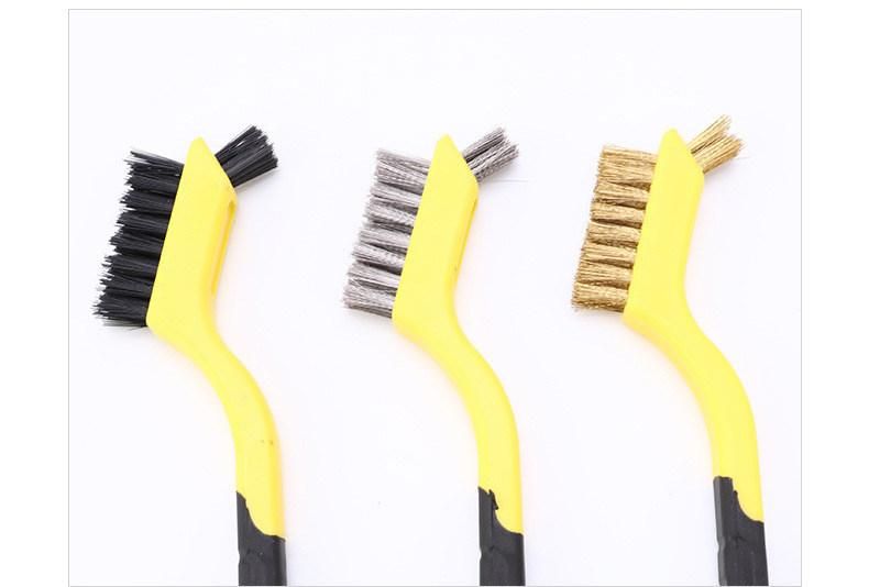 3PCS Plastic Handle Double Head Stainless Steel Wire and Copper Wire Brush Set