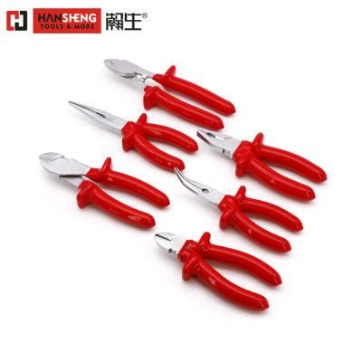 6&quot;, 8&quot;, 1000V Pliers, Hand Tools, Hardware Tools, Made of Carbon Steel or Cr-V, Dipped Handle, Pearl-Nickel Plated, Combination Pliers, Long Nose Pliers