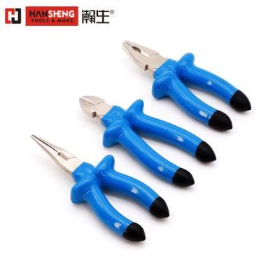 Professional 1000V Pliers, VDE, Hand Tool, Hardware Tools, Made of Carbon Steel or Cr-V, Dipped Handle, Pearl-Nickel Plated, Combination Pliers 6&quot;7&quot;8&quot;