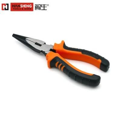 6&quot;, 7&quot;, 8&quot;, Made of Carbon Steel, Black and Polish, with PVC Handles, German Type, Long Nose Pliers