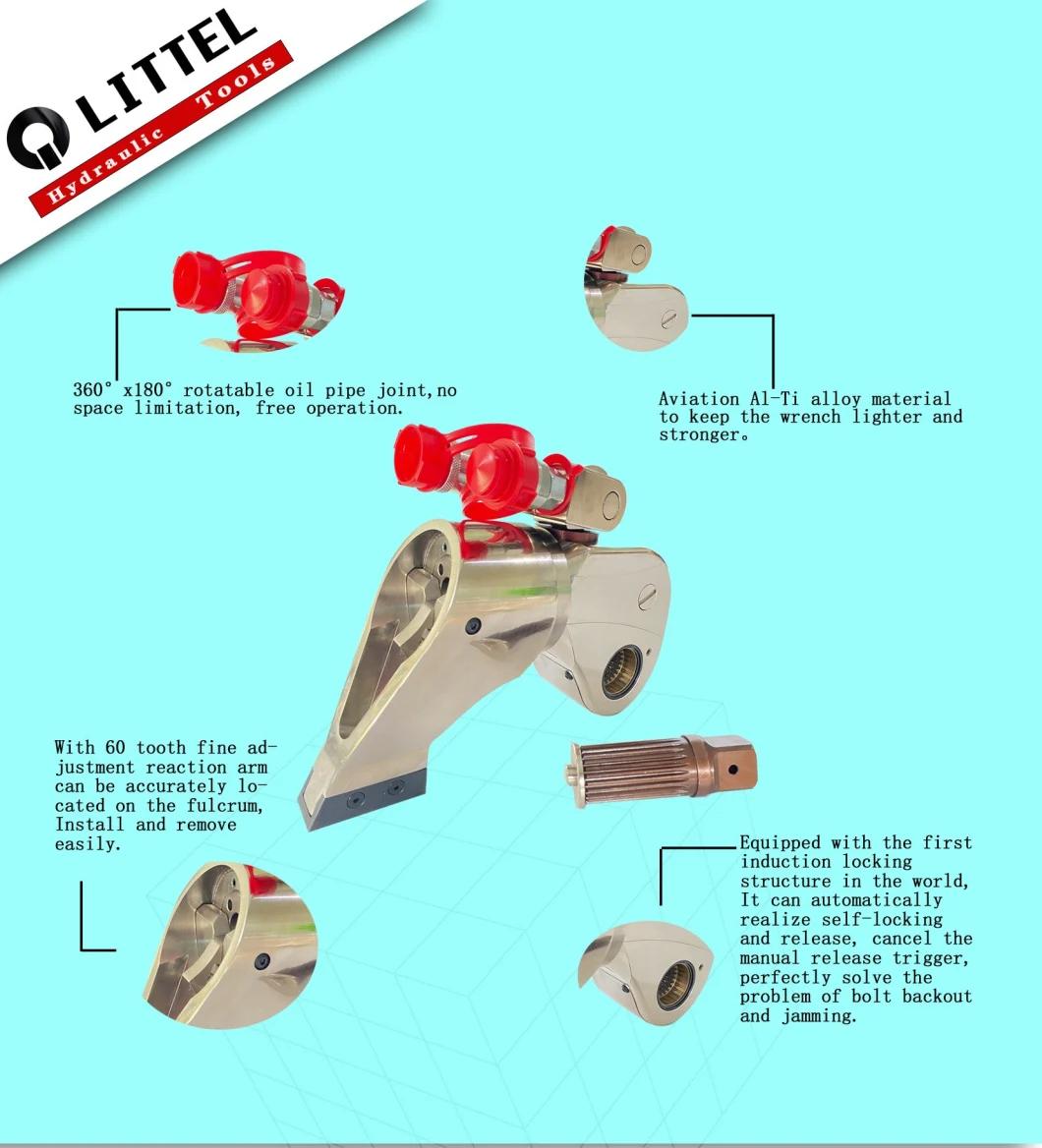 15mxtl Never Stuck Al-Ti Alloy Drive Hydraulic Torque Wrench with 360 Degree Reaction Arm and 140000nm Torque Value