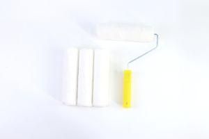 White Polyester Fiber Roller Yellow Plastic Handle Paint Roller Brush