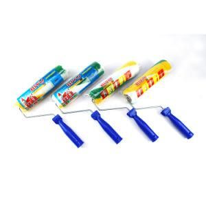White and Green Roller Blue Plastic Handle Paint Roller Brush