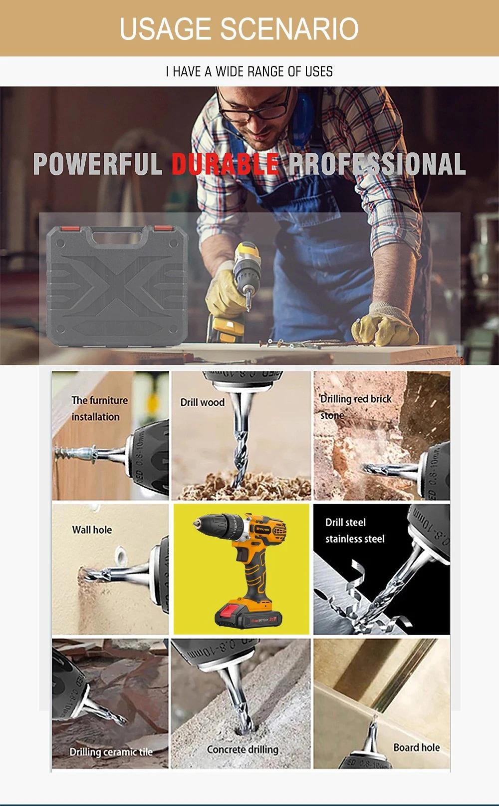 Amazon Hot Sale Cordless Drill with 2 Recharged Batteries for Home Decoration DIY