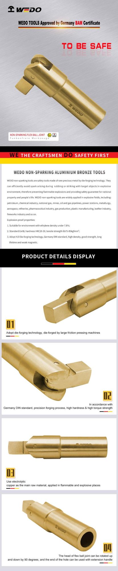 WEDO Non Sparking Aluminium Bronze Flex Ball Joint Bam/FM/GS Certified