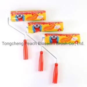 Blue Stripes Polyester Fiber Roller Orange Plastic Handle Paint Roller Brush