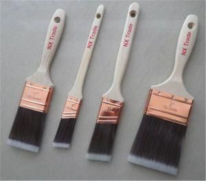 Paint Brushes Tapered Polyester Filaments Gold Colored Ferrules Wood Handle