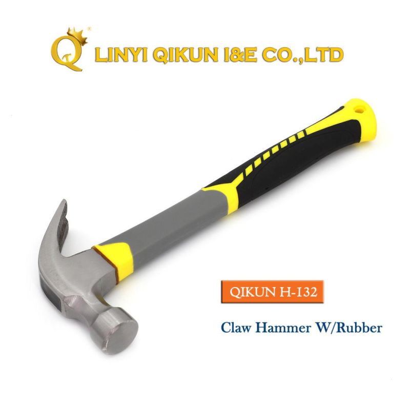 H-125 Construction Hardware Hand Tools Italy Type Claw Hammer with Long Wooden Handle