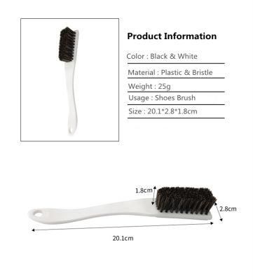 Long Plastic Handle Horsehair Cleaning Smooth Leather Shoes Brush
