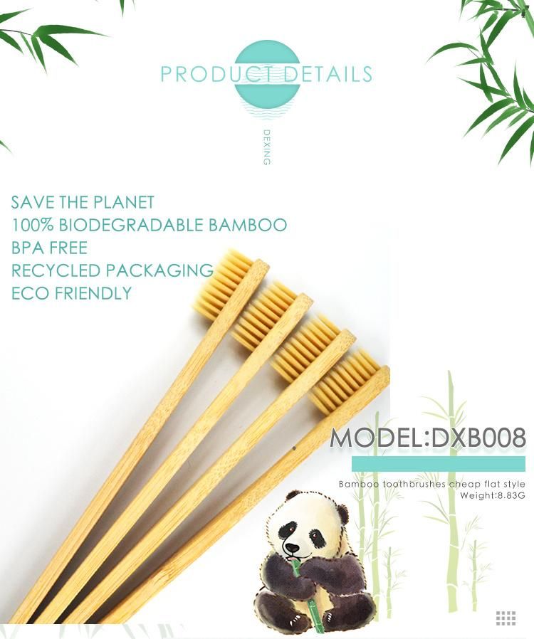 Custom Wholesale Private Label 100 Biodegradable BPA Free Bamboo Toothbrush