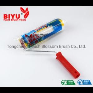 Gray and Yellow White Paint Roller Brush with Red Handle