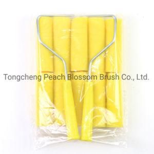 Yellow Foam Roller Blue Plastic Handle Paint Roller Brush Set