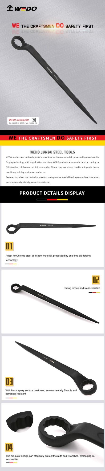 2022 Wedo Professional Special Steel 40cr Construction Wrench