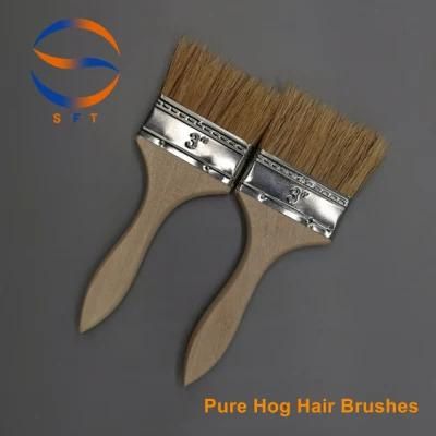 Thick Wooden Handle Solvent Resistant Pure Hog Hair Laminating Brushes
