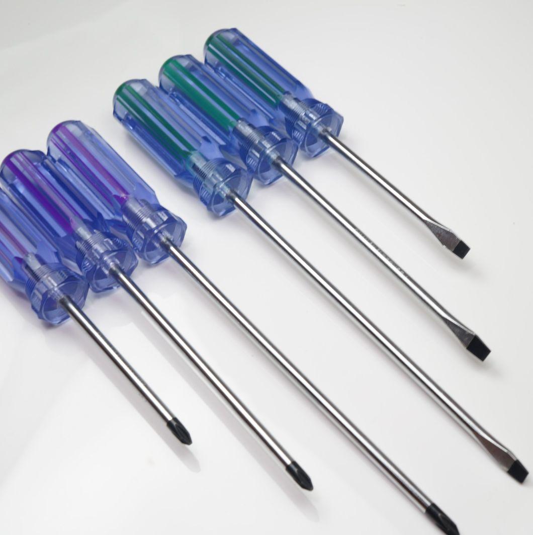 Professional Steel Power Blade Colorful Handle Two Way Screwdriver