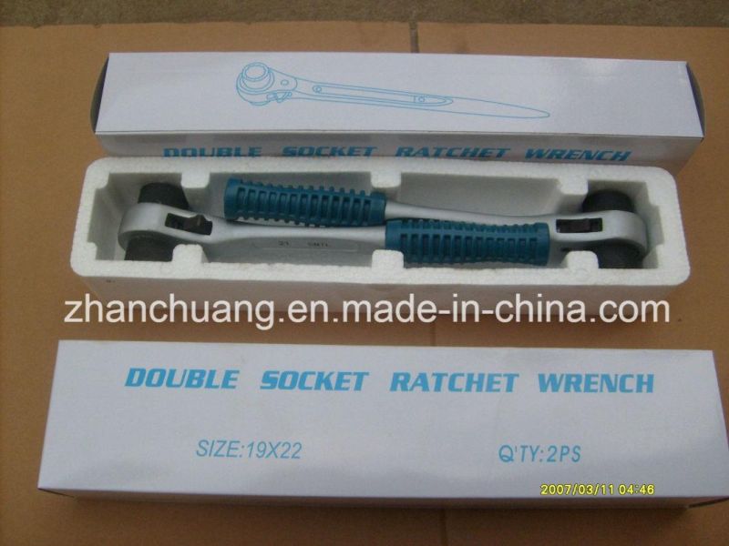 Plastic Handle Chrome Plated CRV Socket Ratchet Wrench