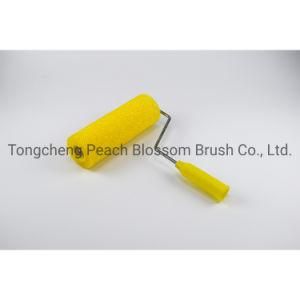 High Quality Sponge Cover Yellow Plastic Handle Paint Roller Brush