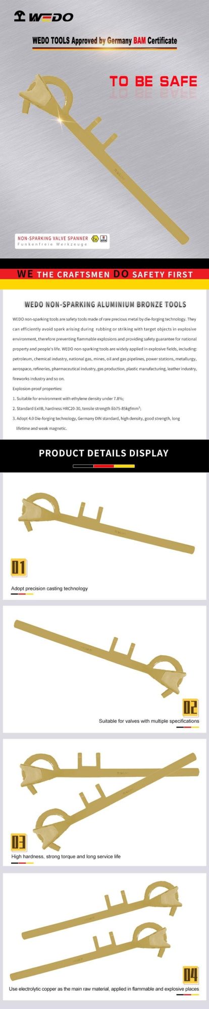 2022 Wedo High Demand Non Sparking Aluminium Bronze Valve Spanner