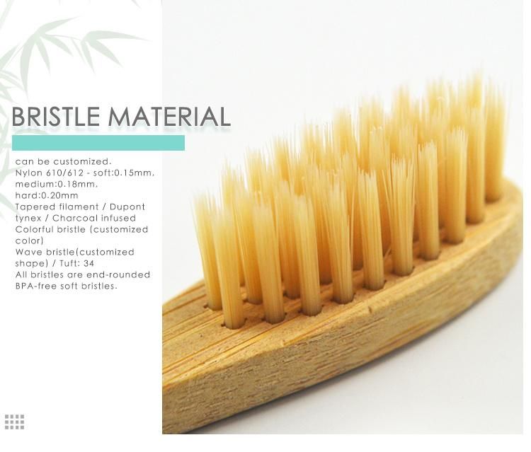 Custom Wholesale Private Label 100 Biodegradable BPA Free Bamboo Toothbrush