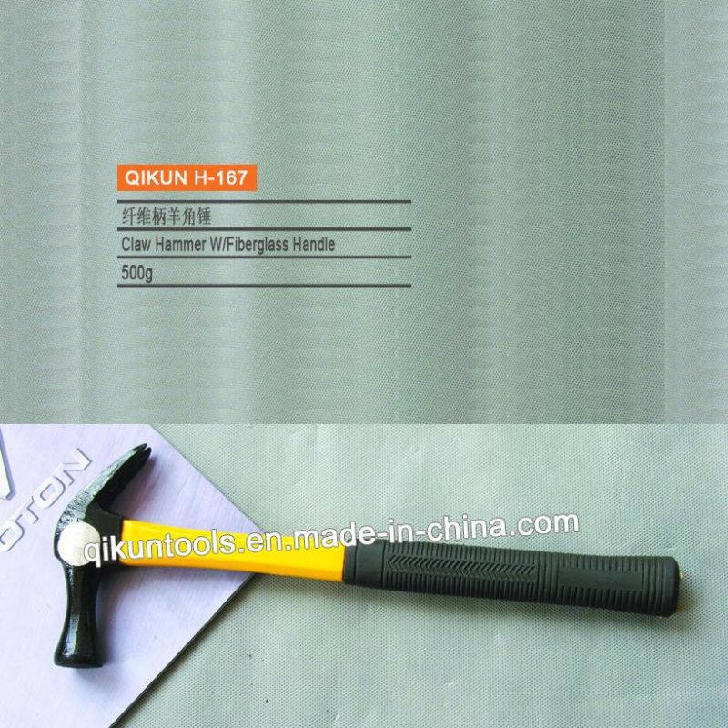 H-163 Construction Hardware Hand Tools Incorporated One Piece Claw Hammer with Rubber Handle