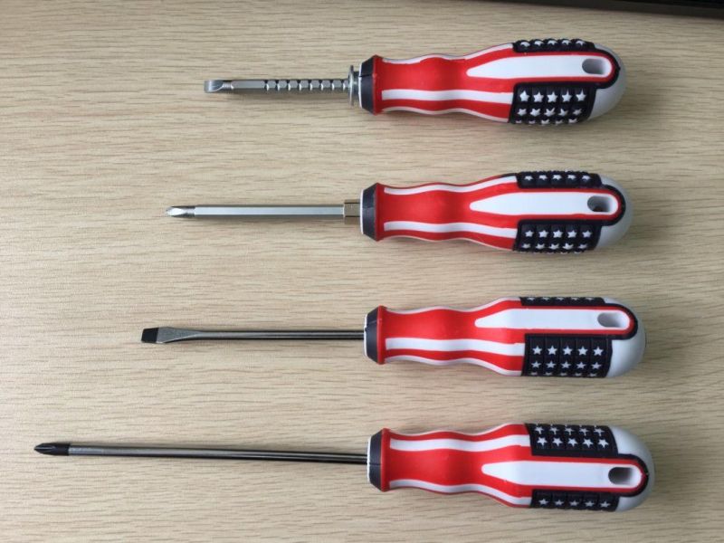American Flag Handle Screw Driver Dual Use & Single Use Magnetic Head Slotted Phillips Screwdriver