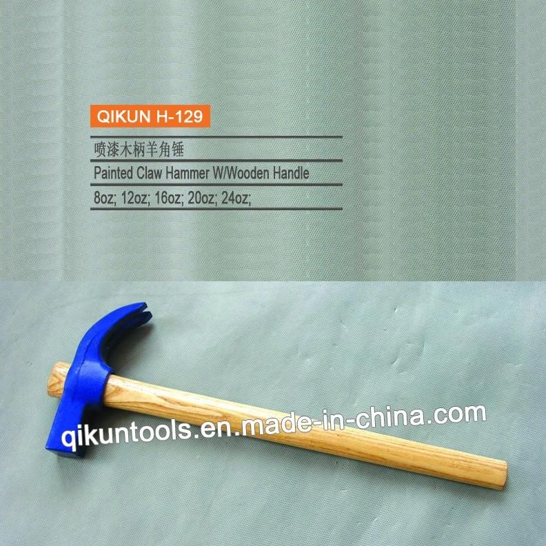 Hardware Construction Hand Tools Italy Type Claw Hammer with Half Painted Wooden Handle