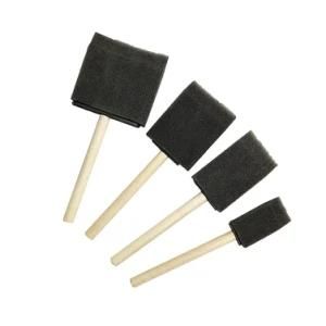 Black Color Foam Sponge Brushes Wooden Handle Painting Drawing Art Craft