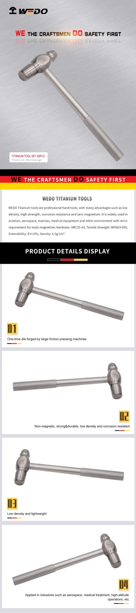 WEDO Titanium Ball Pein Hammer