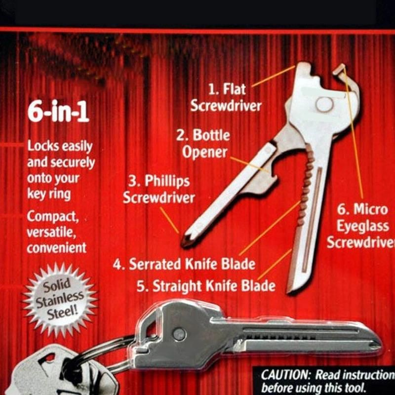 Multi-Tool 6 in 1 Foldable Utility Knife Wrench Screwdriver Bottle Opener Keychain Stainless Steel for Outdoor Camping Hiking Tool Esg13278