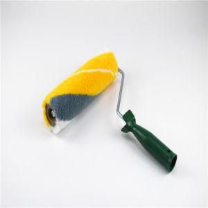 Green Handle Yellow Gray Striped Polyester 9 Inch Roller Brush