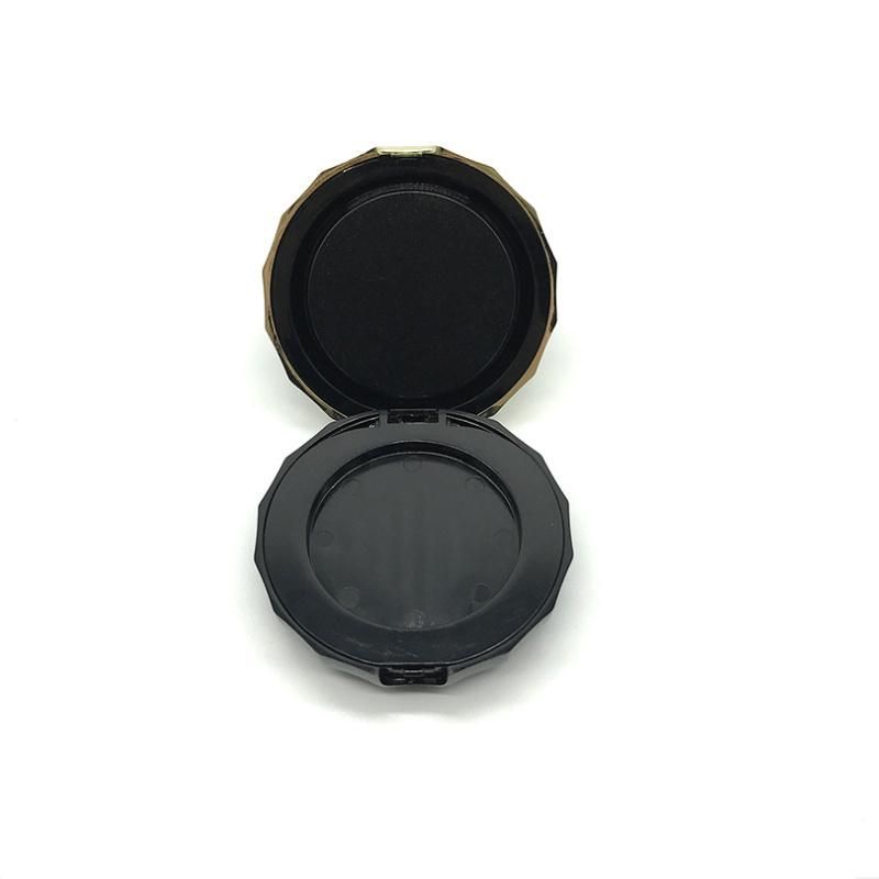 Empty Black New Design Round Plastic Pressed Powder Case with Mirror Double Layer Compact Powder Container