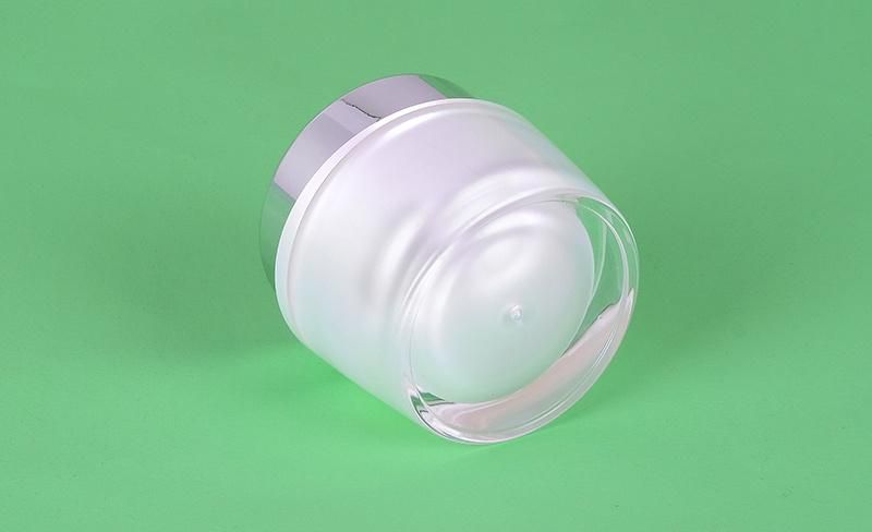 30g 50g White Elegant Acrylic Cream Jar for Skin Care Products with Silver Metalized Cap