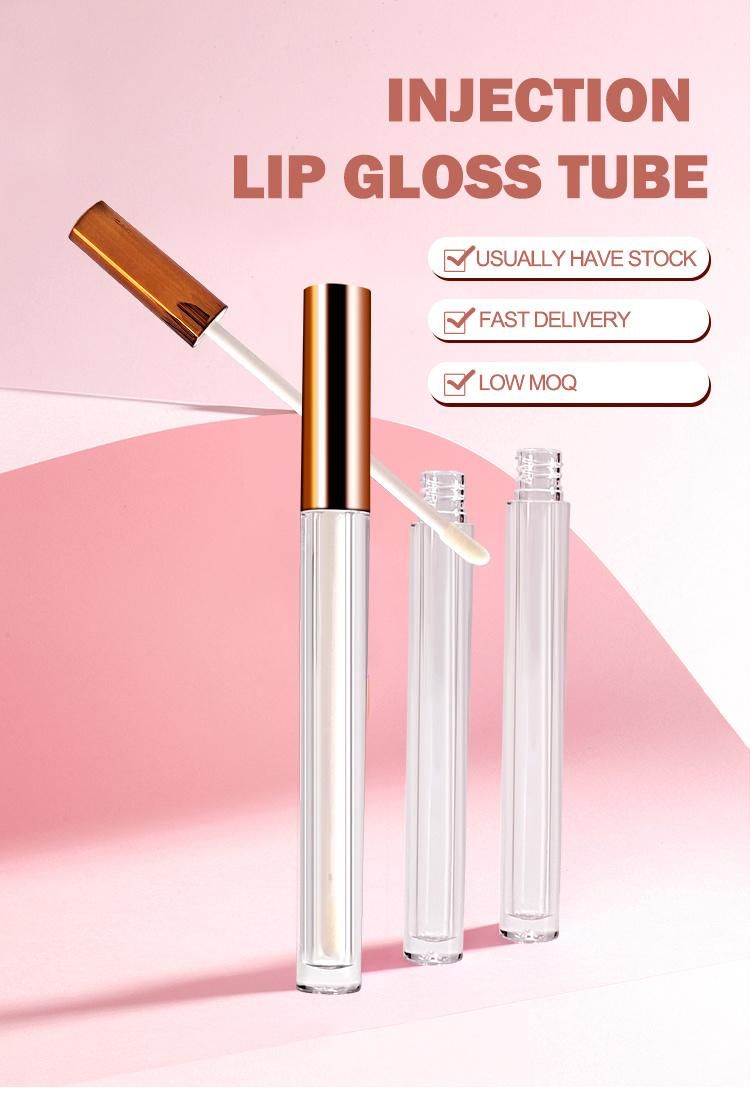 Custom Luxury Empty Cute Mini 3ml 3.5ml 4ml Lip Gloss Tube Yellow Pink Clear Transparent Lipgloss Tubes with Brush