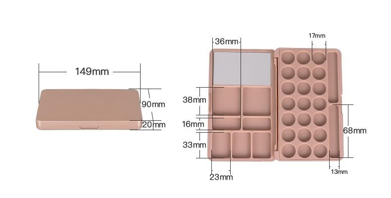 New Products Hot Sale Makeup Cosmetic Black 28 Hole Empty Custom Private Label Eyeshadow Case Packaging Palette