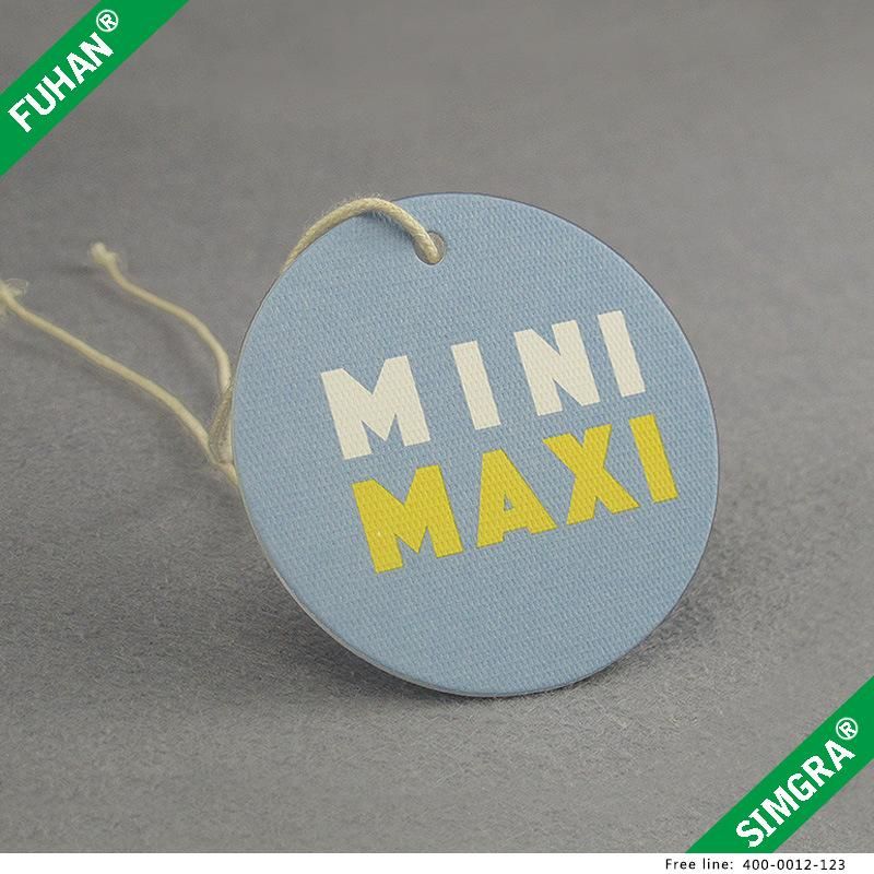 Customized Circle Printed Texture Paper Swing Tag Hangtag for Bag